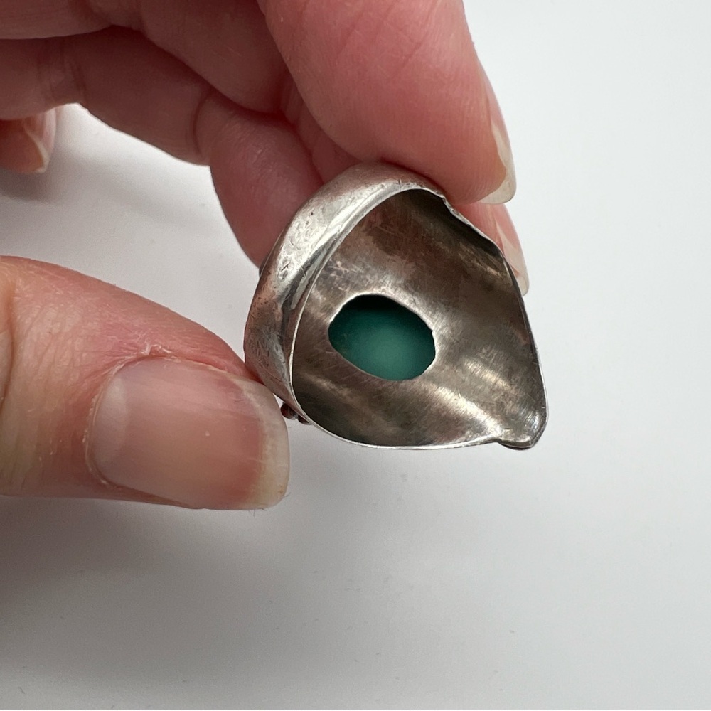 Artisan 925 Silver Ring with Turquoise Stone, Size 8 - Picture 9 of 15